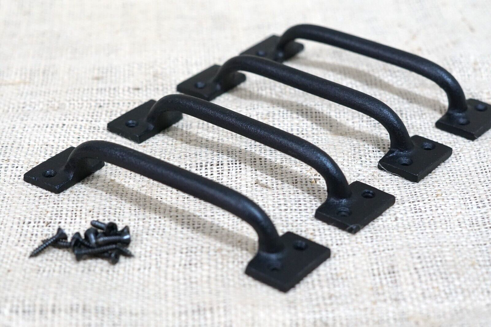 4 Drawer Pulls Matte Black Vintage Style Cabinet Handles Grasp Door 6&quot;  ... - $14.99