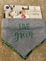 ED by Ellen DeGeneres Dog Collar W/ 2 Bandanas Grey &amp; Love Green Large 16.5-26” - £7.80 GBP