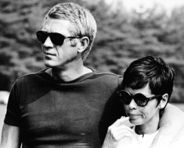 Steve McQueen in t-shirt &amp; Persol shades with Neile McQueen 16x20 Poster - £15.72 GBP