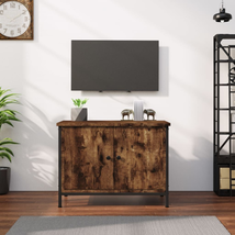 Industrial Rustic Smoked Oak Wooden TV Cabinet Stand Storage Unit With 2 Doors  - £42.33 GBP