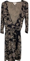 Ann Taylor LOFT Women Size 10 Floral Print True Wrap Dress Knee Length Black - £13.55 GBP