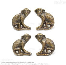 2 pairs SOLID BRASS Monkey Park Animal Knobs Cabinet Drawer Handle Pulls - £27.52 GBP