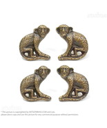 2 pairs SOLID BRASS Monkey Park Animal Knobs Cabinet Drawer Handle Pulls - £27.97 GBP