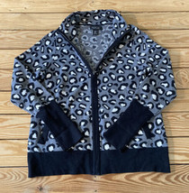 Rachel Zoe Women’s Full Zip Cheetah Cardigan Sweater Size M Grey BL - £15.50 GBP