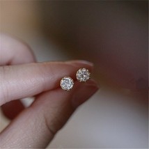 925 Sterling Silver French Simple Sparkling Crystal Stud Earrings Women Light Lu - £10.10 GBP