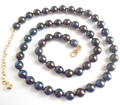 Joan Rivers Glass Costume Jewelry Bead Iridescent Aurora Black Ladies Necklace  - £35.10 GBP