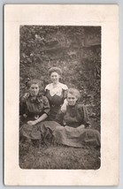RPPC Three Lovely Edwardian Ladies in Dirt Rustic Outdoor Scene Postcard K23 - £7.97 GBP