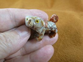 (Y-DOG-LL-17) gray red Lhasa Apso DOG small stone carving SOAPSTONE lap ... - $8.99