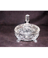 Vintage Candy Dish With Lid 7  D. x 7 &quot;Large Heavy Cut Crystal Glass Cle... - £20.24 GBP