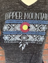 Gray Burnout T-Shirt Small Copper Mountain Colorado V-Neck Top Jersey - $2.85