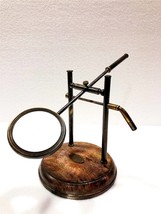 Vintage Antique Style Brass Glass Adjustable Magnifying Desk Lens 3 Magn... - $59.50