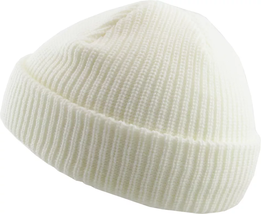 White Warm Winter Knit Cuff Beanie Cap Fisherman Watch Cap Daily Ski Hat... - £24.74 GBP