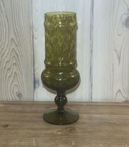 Vintage Empoli Rossini Italy Green Glass Footed Canister No Lid - $46.74