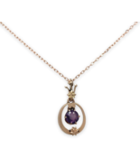 10k Victorian Rose Gold Genuine Amethyst Pendant w/14k Rose Gold Chain (... - €221,15 EUR