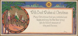 Vintage Christmas Card Art Deco Wise Men 1929 Gold Trim Star of Bethlehem - £7.05 GBP