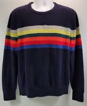 MM) GAP Women&#39;s Navy Blue Pullover Striped Long Sleeve Sweater Large - £6.25 GBP