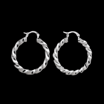 Round Spiral Hoop Earrings Sterling Silver - £9.71 GBP