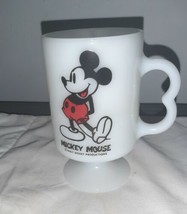 Mickey Mouse Milk Glass Pedestal Coffee Mug Tea Cup Hidden Mickey Handle Disney - £10.62 GBP