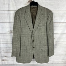 Lauren Ralph Lauren Men&#39;s 42R Gray Blazer Windowpane Plaid Silk Linen Wool - £55.94 GBP