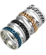 Men&#39;s Cuban Link Ring Band Punk Biker Jewelry Stainless Steel 8MM Size 8-14 - £7.85 GBP