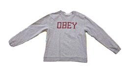 Vintage Obey Men's Graphic Logo Pullover Crewneck Sweatshirt Grey Sz (Me... - $25.48