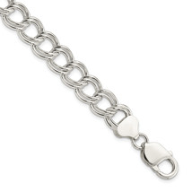 Silver 10.5mm Semi-Solid Double Link Charm Bracelet QG2211 - $120.29