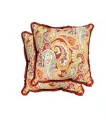 18&quot; Pashmina Cardinal Square Outdoor Patio Pool Garden Throw Pillows 2 Pack - $748.63 MXN