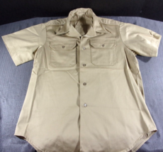 1975 Army Men's Medium Khaki Shade No. 1 Uniform Short Sleeve Button Up Shirt - $37.25
