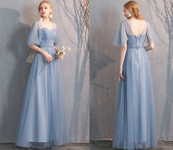 Light Gray Tulle Bridesmaid Dress Custom Plus Size Maxi Prom Dress image 11