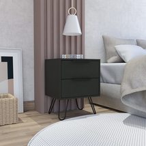 FM FURNITURE Nuvo 22-inch Tall Nightstand, 2 Drawers, and Hairpin Legs, Light Oa - £68.22 GBP+