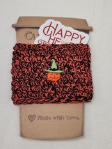 Happy Heart Treasures Sticker Coffee Cup Cozy Handmade Crochet Jack-O-La... - $5.00