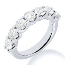 Round Cut Forever Brilliant Moissanite 14k White Gold 7-Stone Band Wedding Ring - £583.14 GBP+