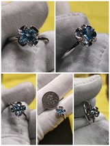Natural Blue Topaz Oval Cut 2 Carat silver handmade Ladies ring - $145.00