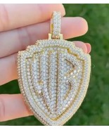 Men&#39;s 3.75 Ct White Sim Diamond &quot;WB&quot; Letter Warner Bros Pendant 925 Silver - $327.87