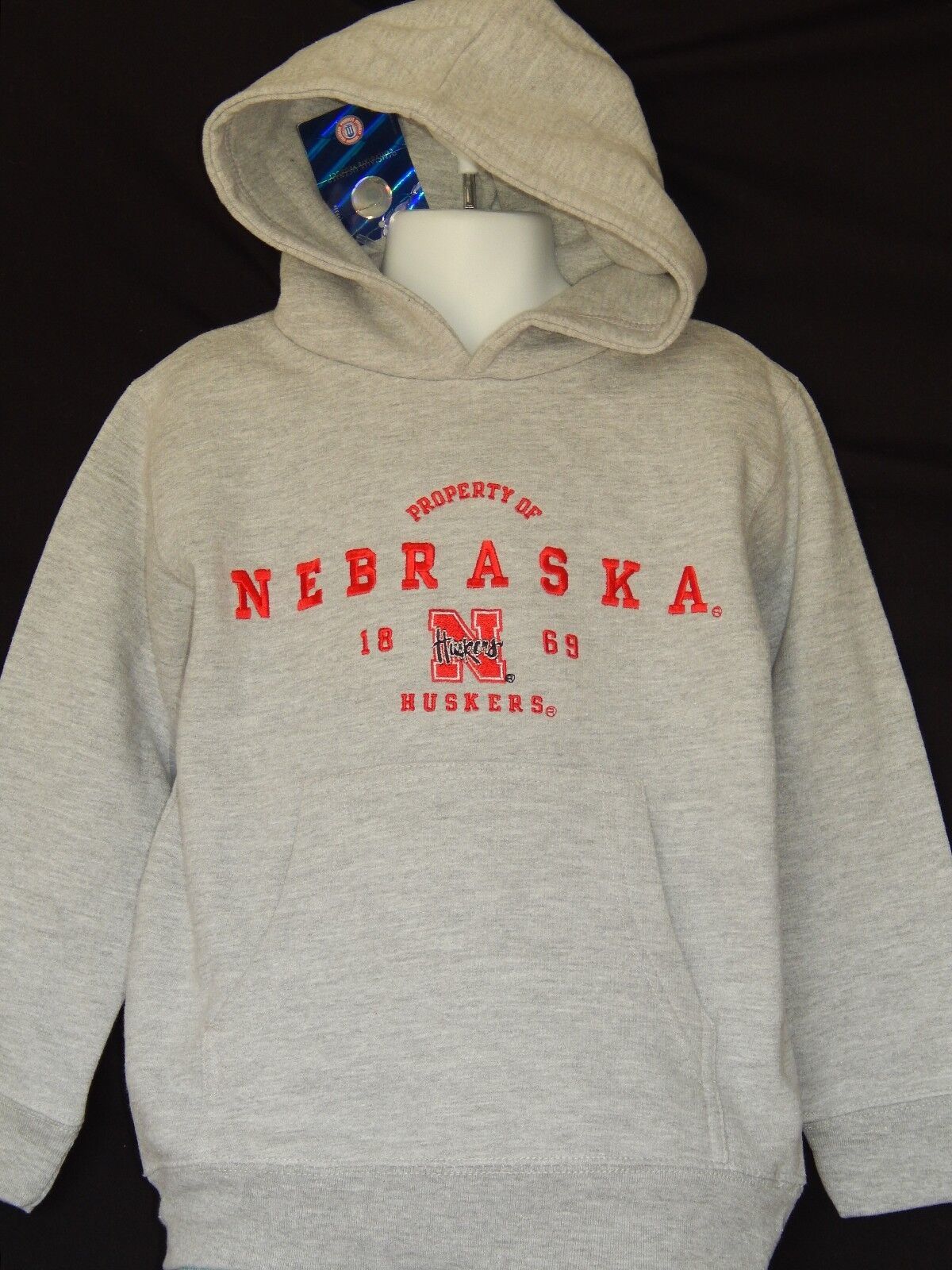 Primary image for Boys Hooded Sweatshirt Nebraska Cornhuskers Size 4 Kids Gray Pullover Hoodie