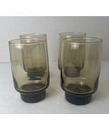 Libbey Smokey Tawny Brown Flat Base Glass Tumblers Set 4.5" EUC Set Of 4 - $21.04