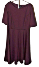 Lands End Dress Solid Purple Plum Dress Short Sleeves A-Line Stretch Siz... - £20.82 GBP