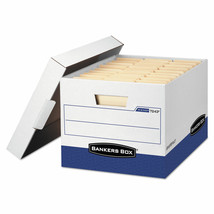 Bankers Box R-KIVE Max Storage Box Letter/Legal Locking Lid White/Blue 4/Carton - £57.57 GBP