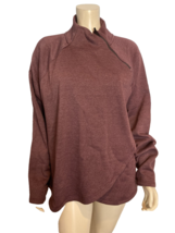 RBX Women's Mock Neck Wrap Front Sweatshirt Burgundy XXL - $18.04