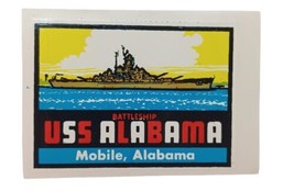 Vtg USS Alabama Unused Water Window Decal Mobile Alabama AL Baxter Lane Co L15 - £7.67 GBP
