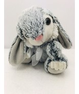 Fluffy Plush Soft Bunny Rabbit Toy GreyWhite/ Black 7&quot;Tall - $10.83