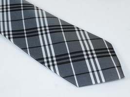 Men's Woven Tie Hankie Set J.Valintin Private Collection R73 Gray White Plaid image 2
