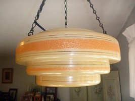 Art Deco Tiered Wedding Cake Hanging Ceiling Lamp Creamsicle Orange - £126.89 GBP