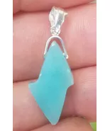 BLUE larimar handcarved 925 sterling silver Gemstone RAY pendant (l-130) - $31.04 CAD
