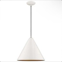 Livex Lighting 41176-69 Metal Shade - 14&quot; One Light Mini Pendant, Shiny White - $93.49