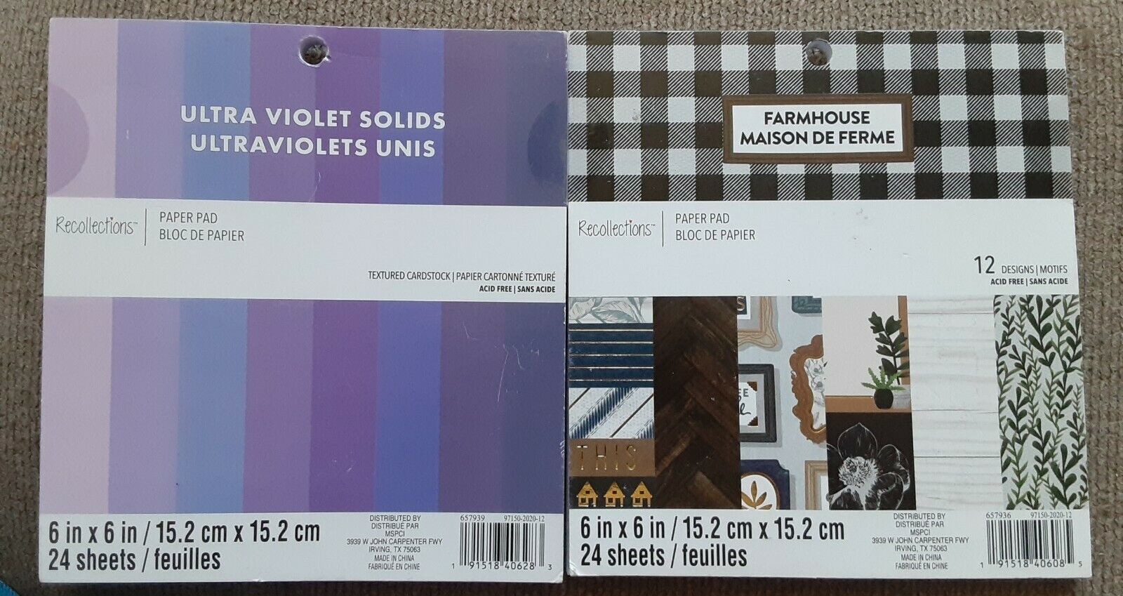 2 Recollections 6 x 6 ultra violet solid, farmhouse Cardstock Paper Pad ... - $9.89