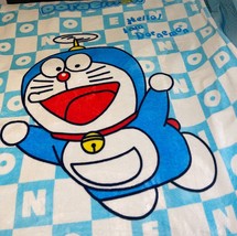 Hello I am Doraemon Flying Cartoon Blue Warm Fleece Soft Plush Blanket Large - £41.06 GBP