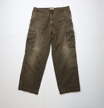 Vintage 90s Woolrich Mens 34x29 Thrashed Wide Leg Denim Cargo Jeans Bree... - $59.35