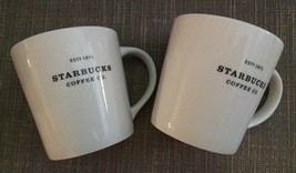 Set Of 2 Starbucks Coffee 2010 New Bone China Mugs Cups Est&#39;d 1971 Wide Mouth - £43.01 GBP