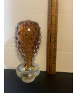 Vintage Large Amber Colored Hobnail Glass Bottle Stopper 6&quot; Tall - $27.09 CAD